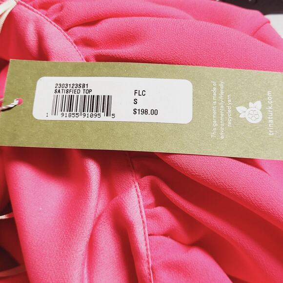 Trina Turk One Shoulder Ruffle Satisfied Pink Top Size Small NWT - Picture 10 of 12